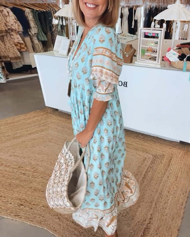 Lasairíona – Boho Midi Tassel Dress