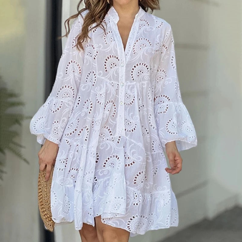 Aoibheann – Embroidered Tiered Mini Dress