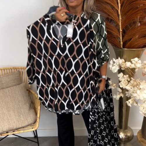 Róisín – Geometric Long Sleeve Blouse