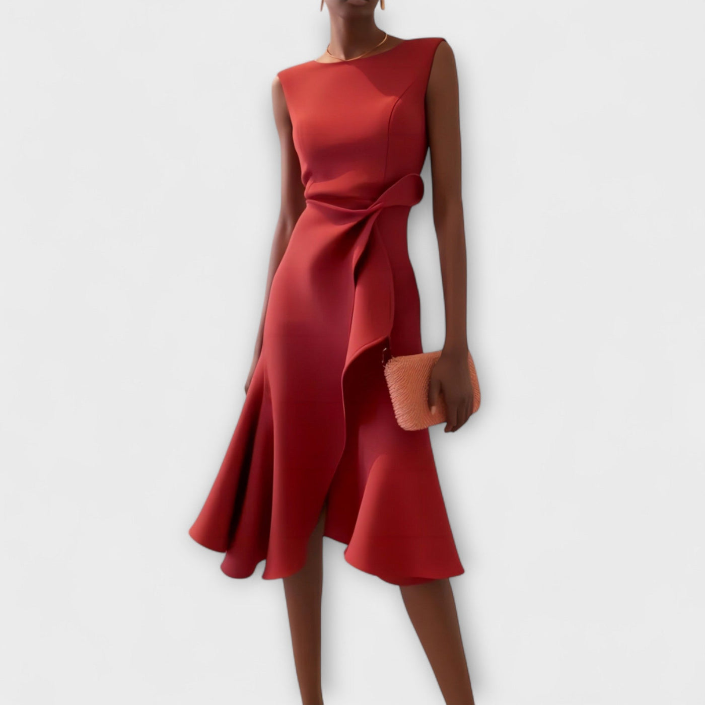 Éilis – Draped Asymmetric Midi Dress