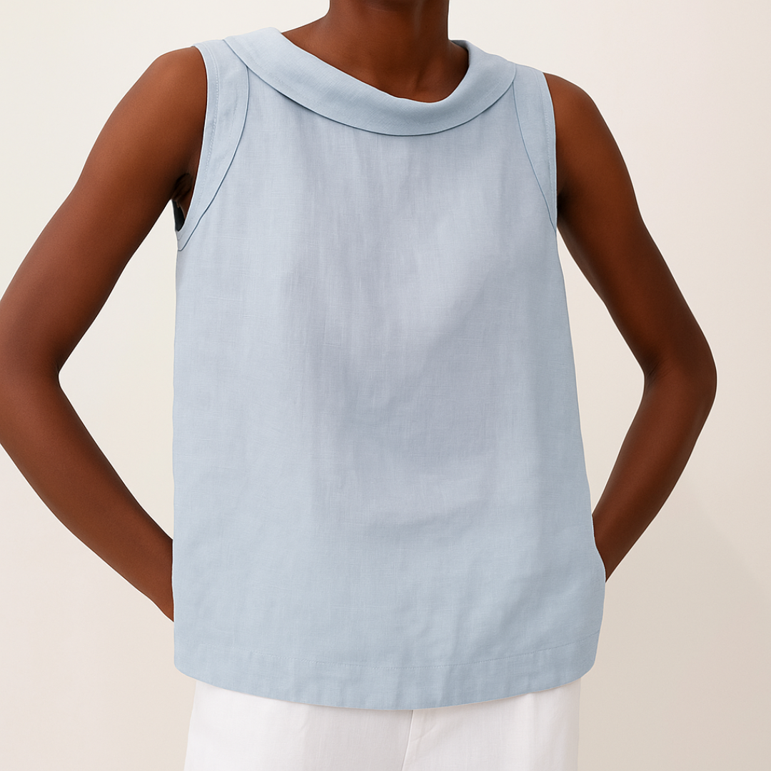 Ciara – Sleeveless Roll Collar Top