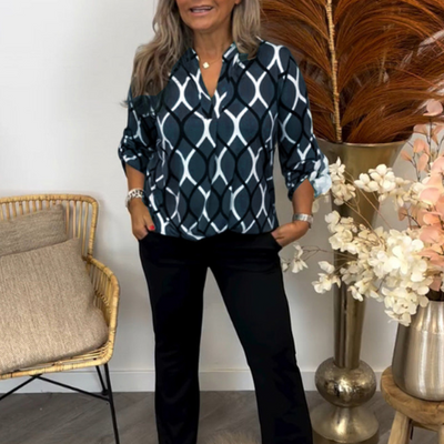 Róisín – Geometric Long Sleeve Blouse