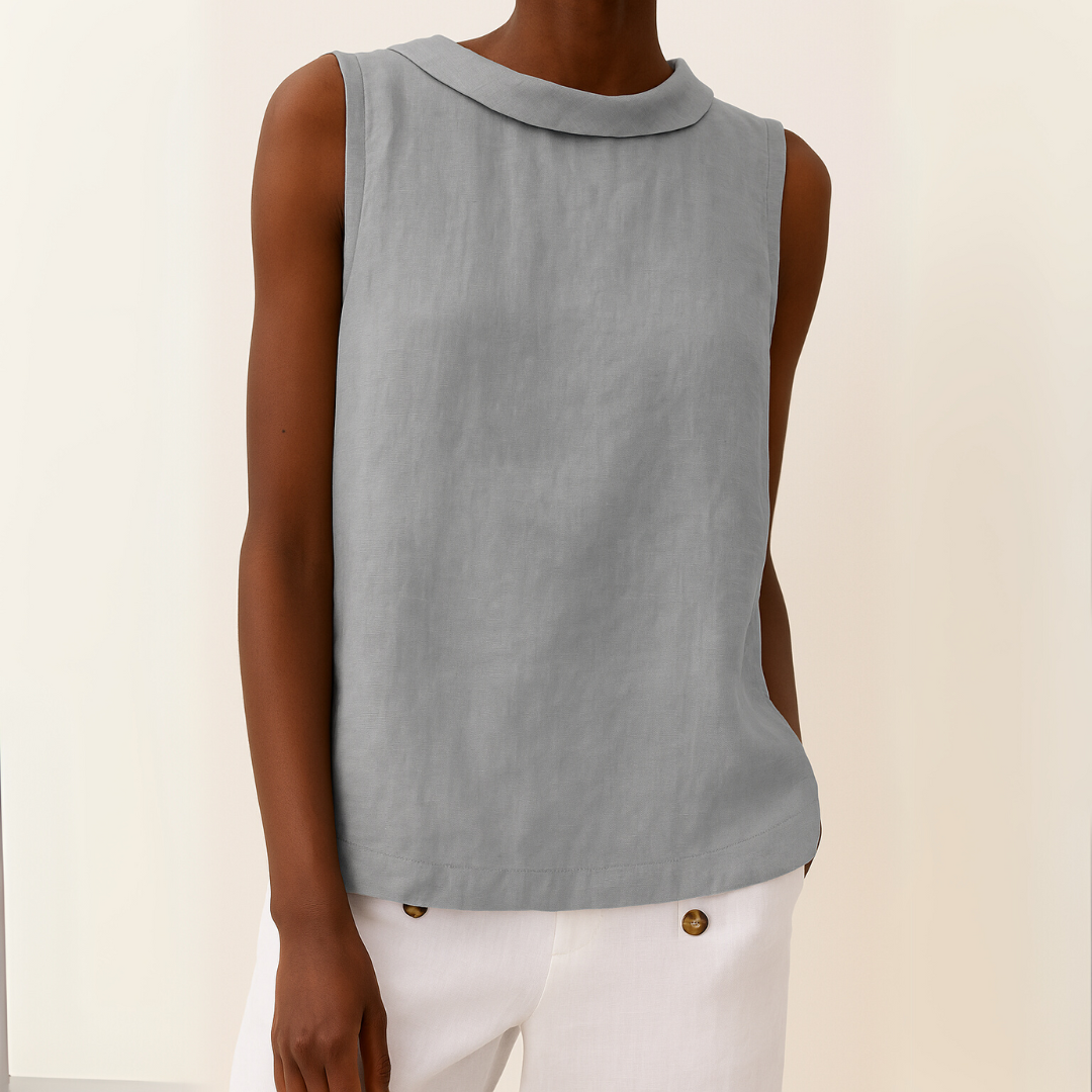 Ciara – Sleeveless Roll Collar Top