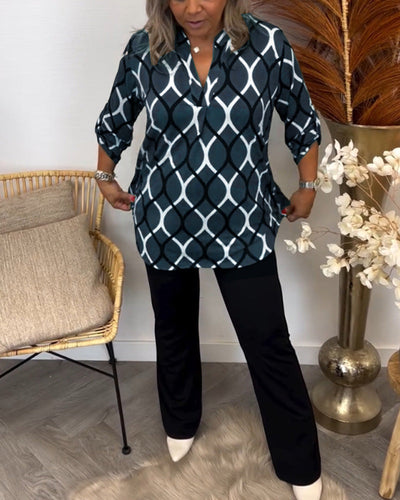 Róisín – Geometric Long Sleeve Blouse