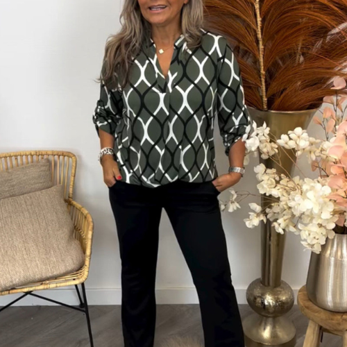 Róisín – Geometric Long Sleeve Blouse