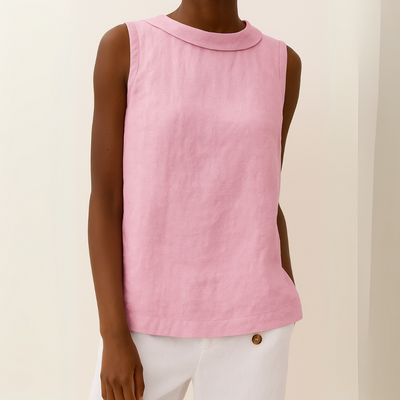Ciara – Sleeveless Roll Collar Top