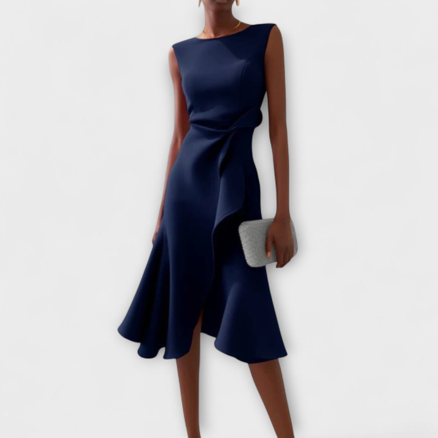 Éilis – Draped Asymmetric Midi Dress