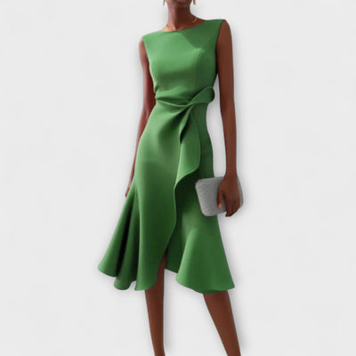 Éilis – Draped Asymmetric Midi Dress