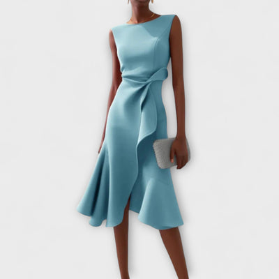 Éilis – Draped Asymmetric Midi Dress