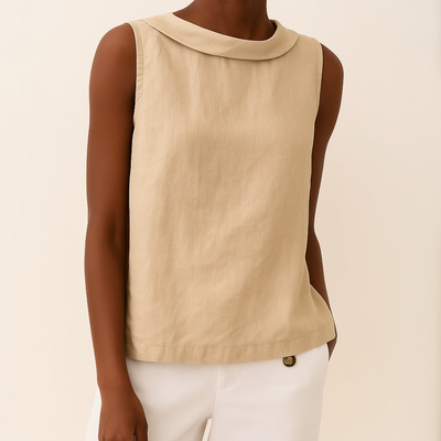 Ciara – Sleeveless Roll Collar Top