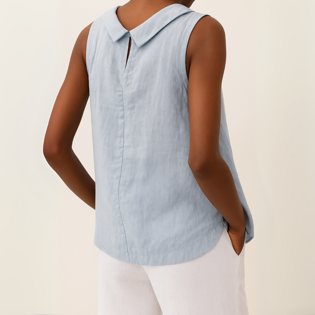Ciara – Sleeveless Roll Collar Top