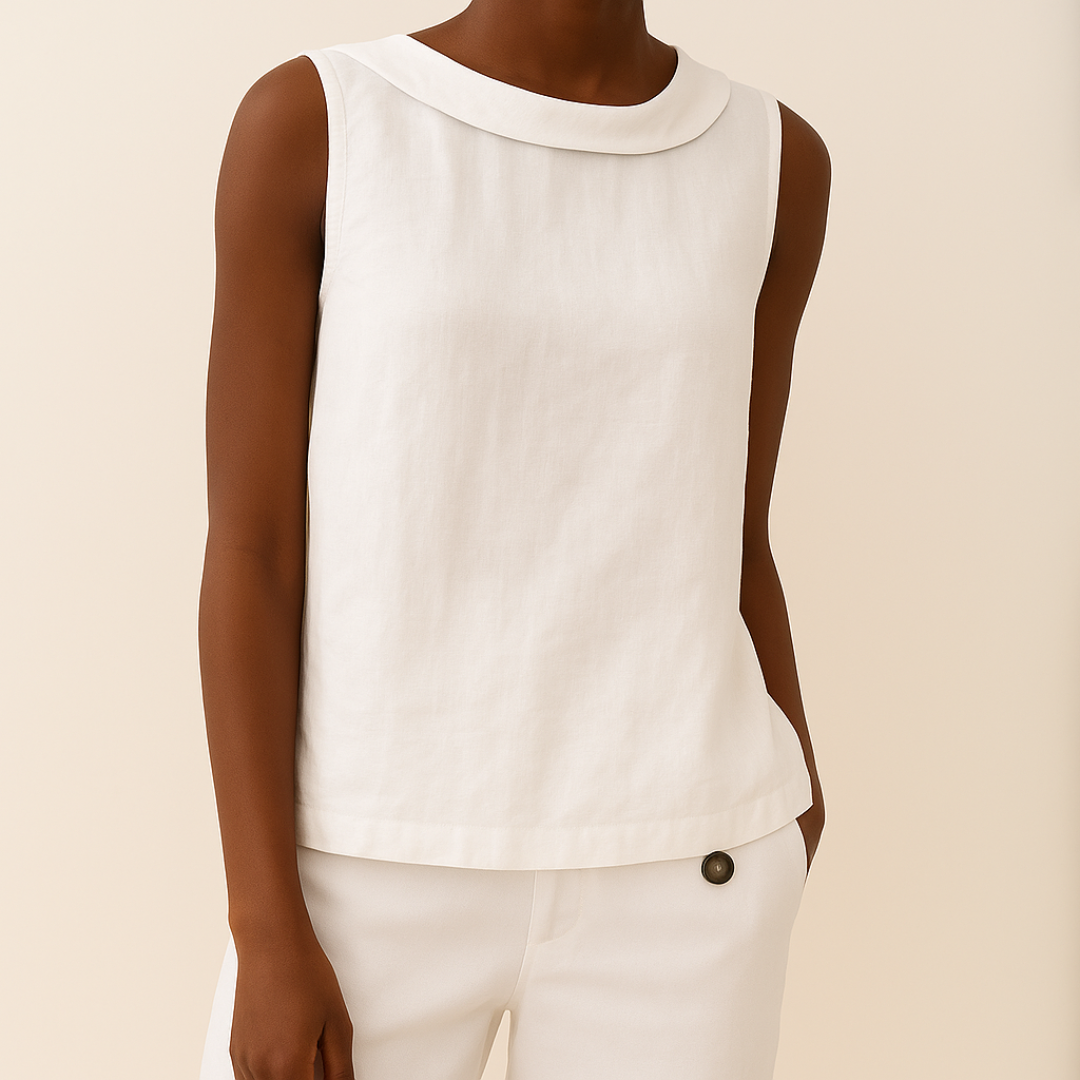 Ciara – Sleeveless Roll Collar Top