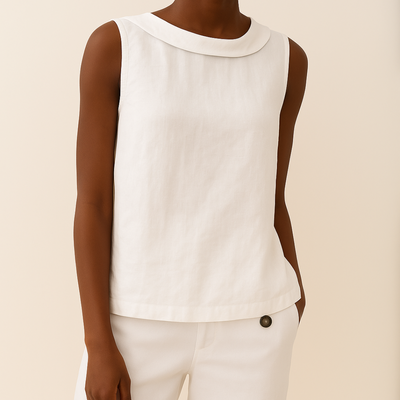 Ciara – Sleeveless Roll Collar Top