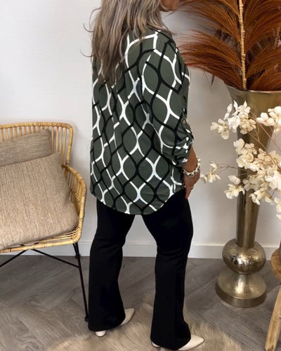 Róisín – Geometric Long Sleeve Blouse