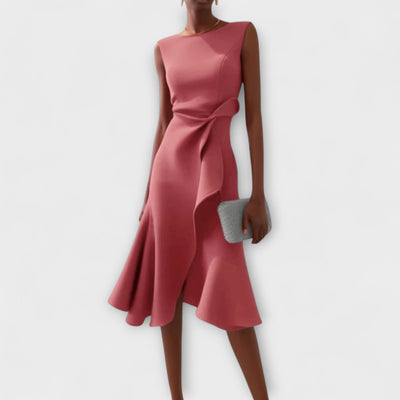 Éilis – Draped Asymmetric Midi Dress