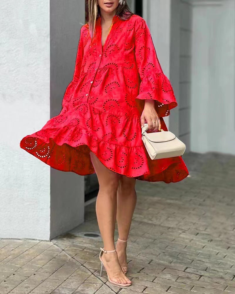 Aoibheann – Embroidered Tiered Mini Dress