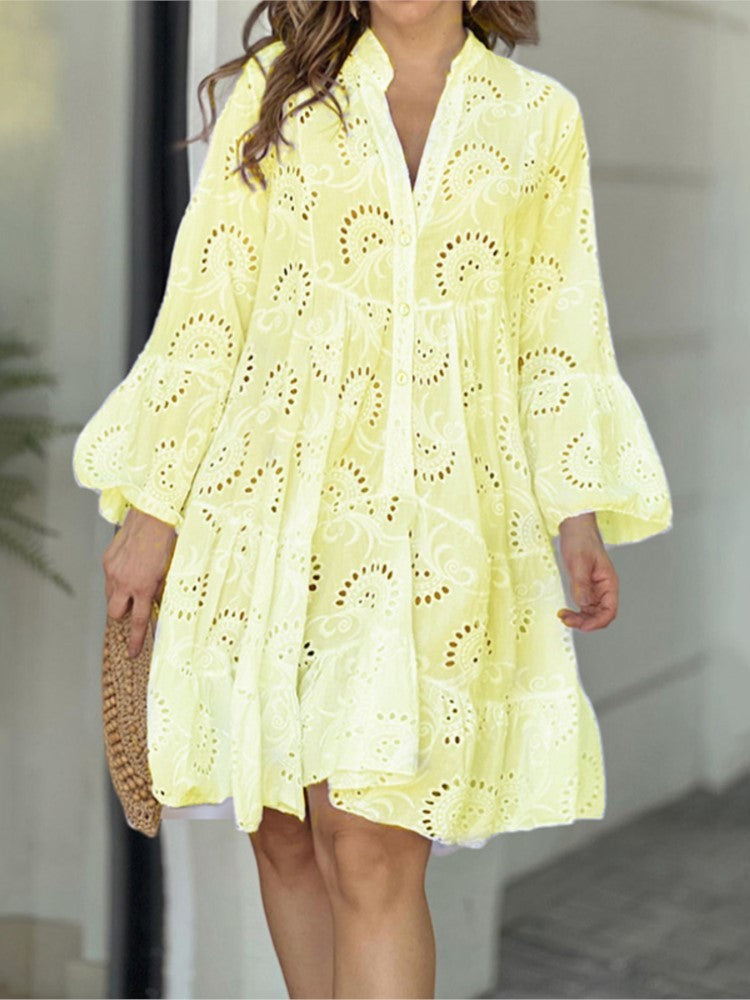 Aoibheann – Embroidered Tiered Mini Dress