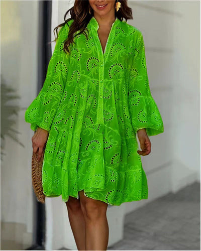 Aoibheann – Embroidered Tiered Mini Dress