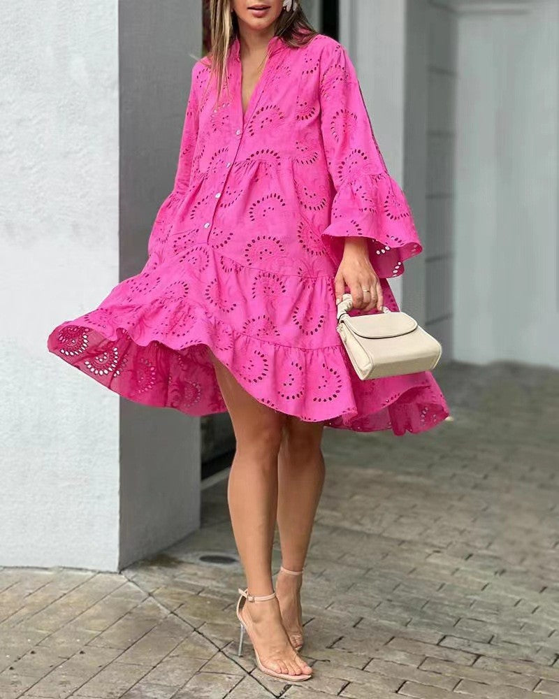 Aoibheann – Embroidered Tiered Mini Dress