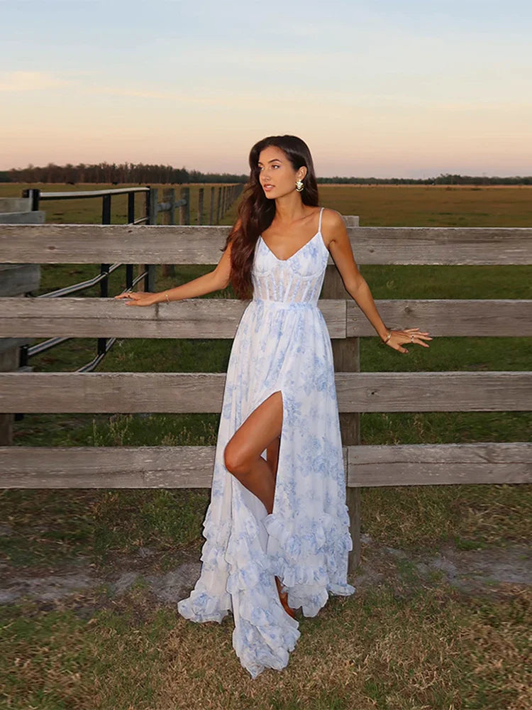 Bláthnaid – Off-Shoulder Floral Print Dress