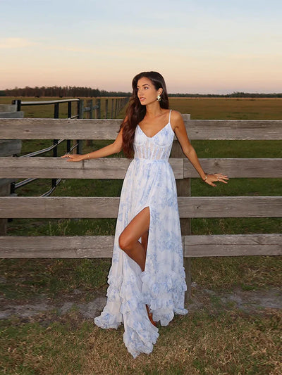 Bláthnaid – Off-Shoulder Floral Print Dress