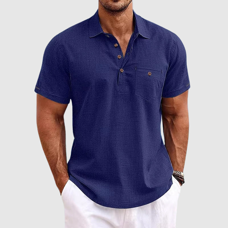Eoin – Willow Linen Polo Shirt