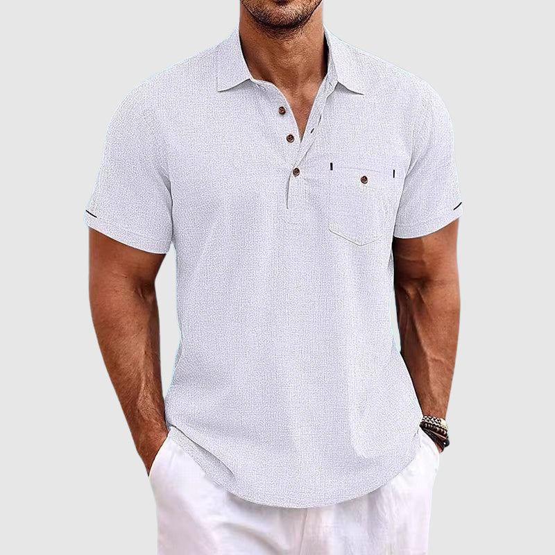 Eoin – Willow Linen Polo Shirt
