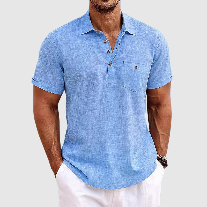 Eoin – Willow Linen Polo Shirt