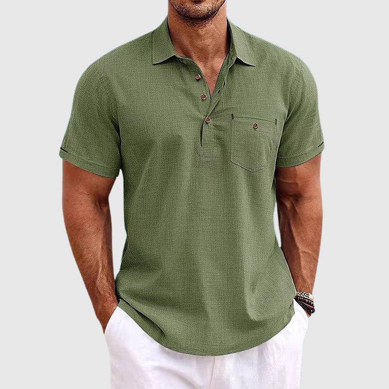 Eoin – Willow Linen Polo Shirt