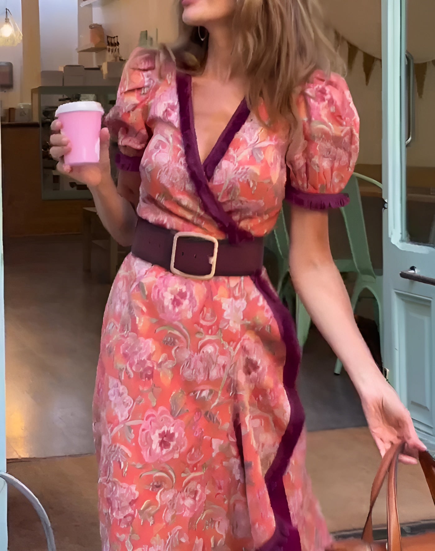 Clodagh – Elegant Pink Maxi Dress with Short Sleeves