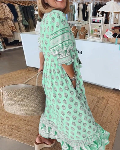 Lasairíona – Boho Midi Tassel Dress